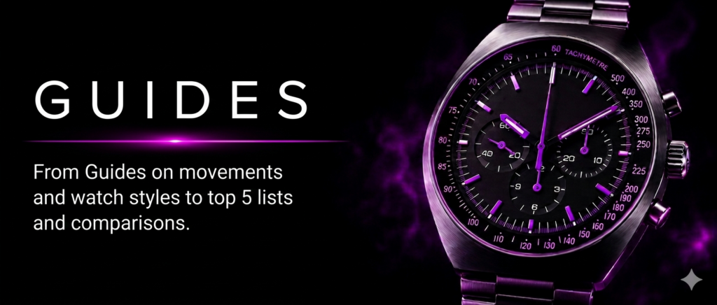 From Guides on movements and watch styles to top 5 lists and comparisons. 