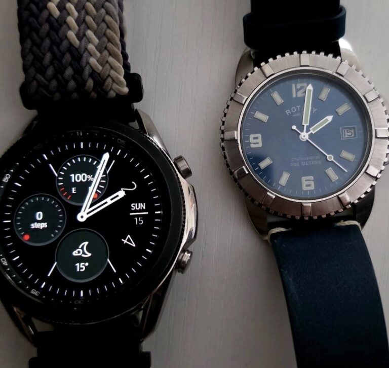 the watches that started the journey a Rotary AGS00055-W-02 Dive Style Watch and a Samsung Galaxy Watch 2