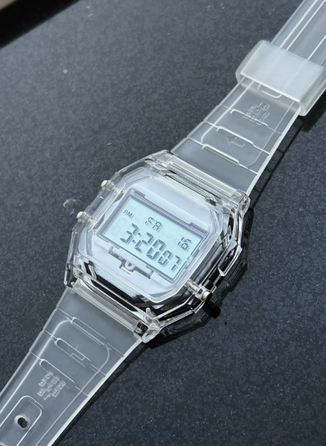 eight watch company transparent crystal digital watch